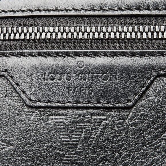Louis Vuitton Black/Green Monogram Shadow Embossed Leather Double Flat - Picture 8 of 12